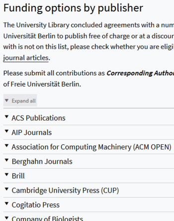 List of publishers with agreements