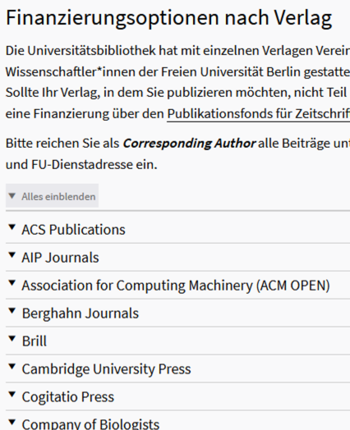 Liste der Verlage mit Vereinbarungen